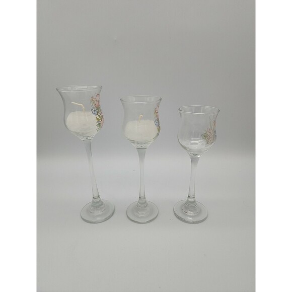 LE Smith Elegance 3 Ppc Candlestick Set #86944D w/box Spring Flowers Votives - Picture 5 of 12